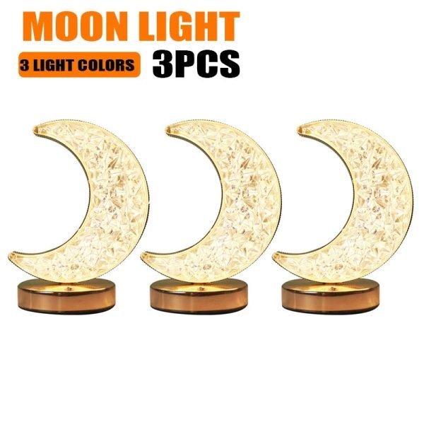 1-3PCS Moon Night Lamp Crystal Desk Lamp 3 Colors Dimming Table Light Touch Bedside Romantic Diamond Atmosphere Decor Lamp - Image 10