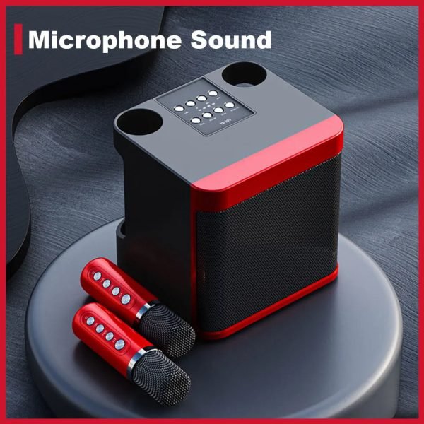 100W YS-203 Portable Karaoke Dual Microphone Wireless Speaker for Home Party Singing Equipment Stereo Bass Subwoofer Mixing Set