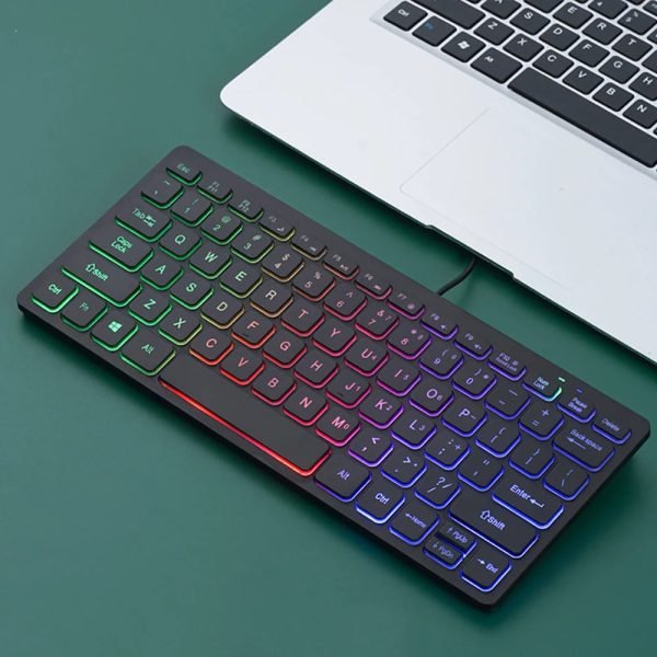 1PCS RGB Colorful Backlit 78keys Wired Keyboard Mini Small Size USB Set Home Office Universal Laptop Desktop External Keypad - Image 3