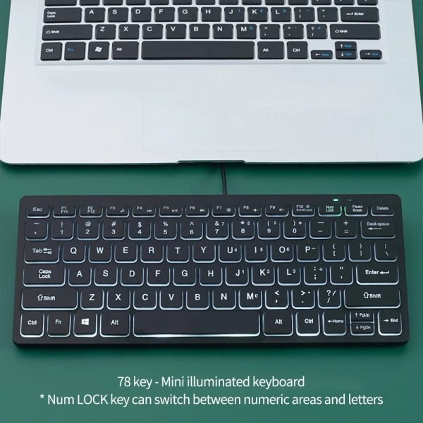 1PCS RGB Colorful Backlit 78keys Wired Keyboard Mini Small Size USB Set Home Office Universal Laptop Desktop External Keypad - Image 5