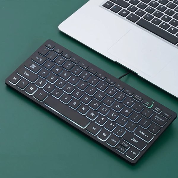 1PCS RGB Colorful Backlit 78keys Wired Keyboard Mini Small Size USB Set Home Office Universal Laptop Desktop External Keypad - Image 4