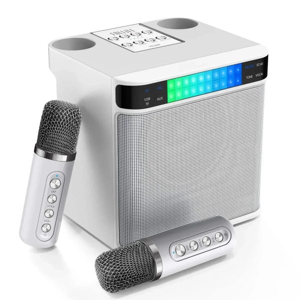 2 Mic Karaoke Machine Portable PA Speaker System Wireless Microphone Voice Changer Colorful LED Light Sing for Home Kids Adults - Image 14