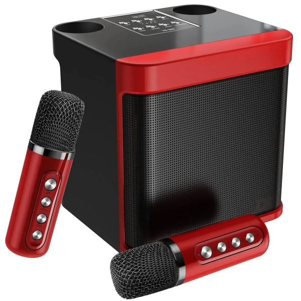 2 Mic Karaoke Machine Portable PA Speaker System Wireless Microphone Voice Changer Colorful LED Light Sing for Home Kids Adults - Image 9