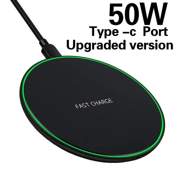 50W Qi Wireless Charger For iPhone 13 12 15 Pro Xs Max Mini X Xr Induction Fast Charging Pad For Samsung S22 S21 s8 s9 s10 Note