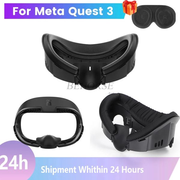 AMVR Upgraded Leather Face Mask Cover For Meta Quest 3 Facial Interface Ice Silk Fabric Replacement Pad VR Glasses Accessories