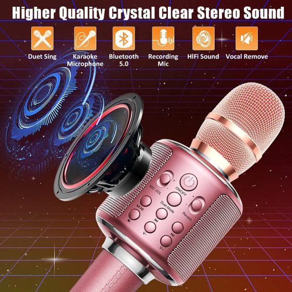 Bluetooth Microphone  Karaoke Portable  Home Wireless Singing Machine with Duet Sing/Record/Play/Reverb for Adult/Kid Gift - Image 4