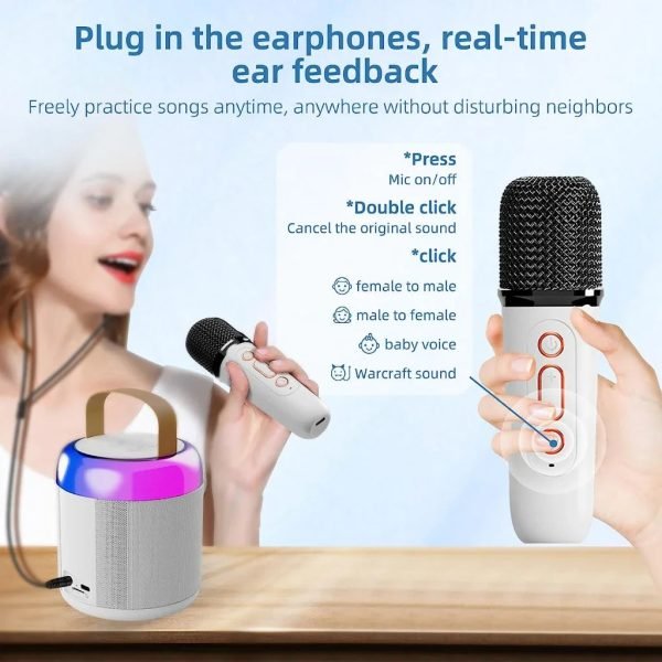 Bluetooth Wireless Portable Speaker Multi-function Karaoke Dual Microphone Music MP3 Player Karaoke Machine for Kids Adults - Image 3
