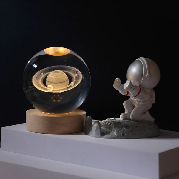 Crystal Ball LED Night Light Glowing Planet Galaxy Solar System Astronaut 3D Moon Table Lamp USB Bedroom Atmosphere Lamp - Image 5