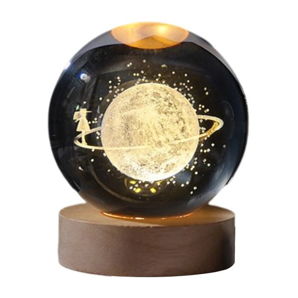 Crystal Ball LED Night Light Glowing Planet Galaxy Solar System Astronaut 3D Moon Table Lamp USB Bedroom Atmosphere Lamp - Image 8