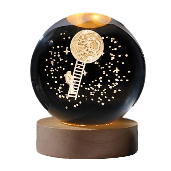 Crystal Ball LED Night Light Glowing Planet Galaxy Solar System Astronaut 3D Moon Table Lamp USB Bedroom Atmosphere Lamp - Image 18