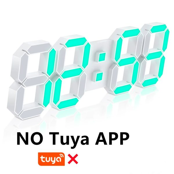 Deeyaple 3D LED Digital Wall Clock With 8 Colors Display Smart Life Tuya APP Alarm Clock 15Inch Nordic Electronic Table Clock - Image 8