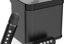 Dual Microphone Karaoke Machine for Adults and Kids Portable Bluetooth PA Speaker System with 2 Wireless Microphones for Home