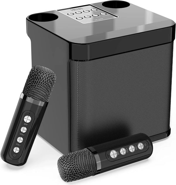 Dual Microphone Karaoke Machine for Adults and Kids Portable Bluetooth PA Speaker System with 2 Wireless Microphones for Home