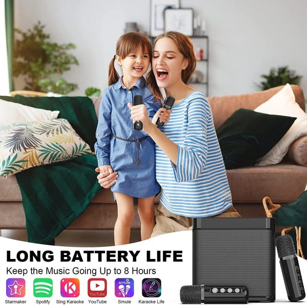 Dual Microphone Karaoke Machine for Adults and Kids Portable Bluetooth PA Speaker System with 2 Wireless Microphones for Home - Image 3