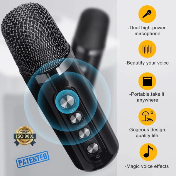 Dual Microphone Karaoke Machine for Adults and Kids Portable Bluetooth PA Speaker System with 2 Wireless Microphones for Home - Image 4