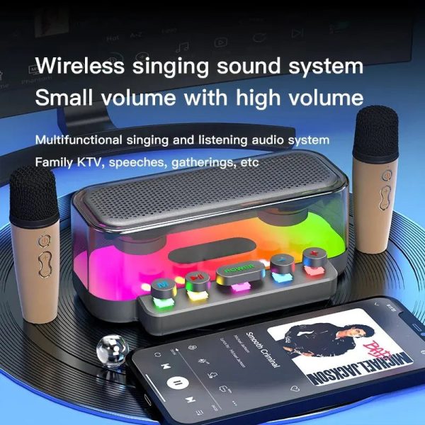 Dual Wireless Dynamic Microphones Speaker Home KTV Outdoor Party Portable Handheld Karaoke Wireless Microphone with Speaker - Image 3