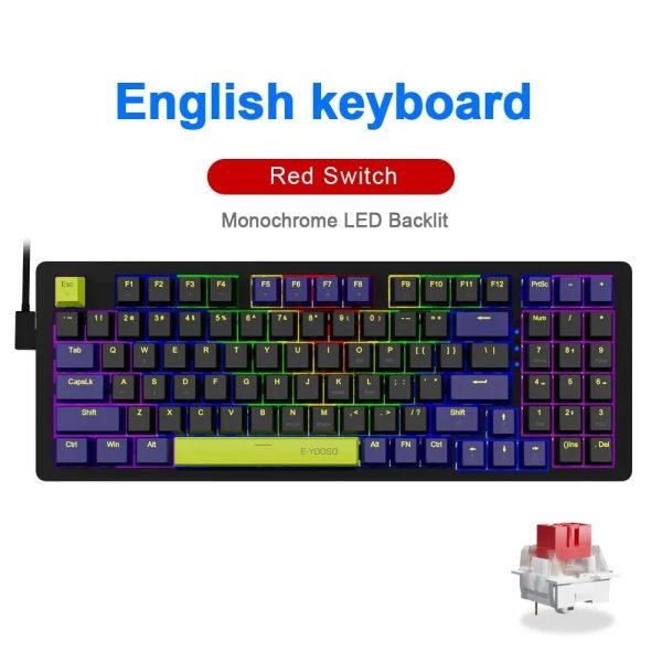 E-YOOSO Z94 USB Mechanical Gaming Keyboard Wired Monochrome Backlit 94 Key Russian Brazilian Portuguese for Compute Laptop PC - Image 19