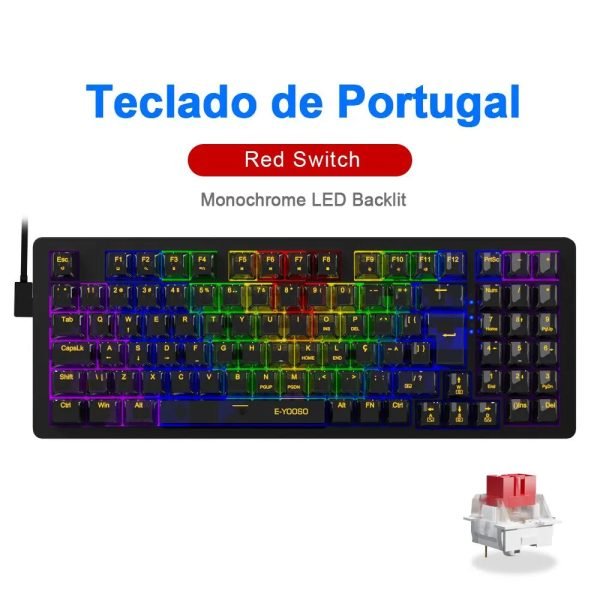 E-YOOSO Z94 USB Mechanical Gaming Keyboard Wired Monochrome Backlit 94 Key Russian Brazilian Portuguese for Compute Laptop PC - Image 14