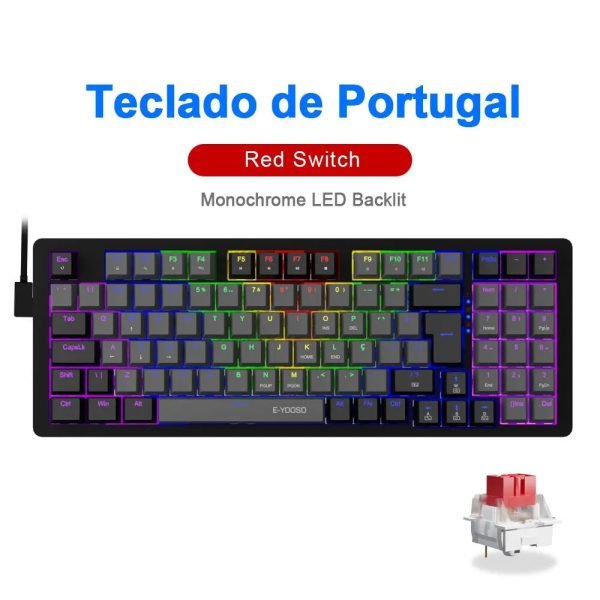 E-YOOSO Z94 USB Mechanical Gaming Keyboard Wired Monochrome Backlit 94 Key Russian Brazilian Portuguese for Compute Laptop PC - Image 8