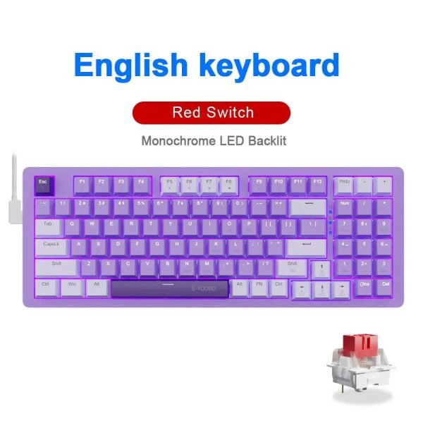 E-YOOSO Z94 USB Mechanical Gaming Keyboard Wired Monochrome Backlit 94 Key Russian Brazilian Portuguese for Compute Laptop PC - Image 22