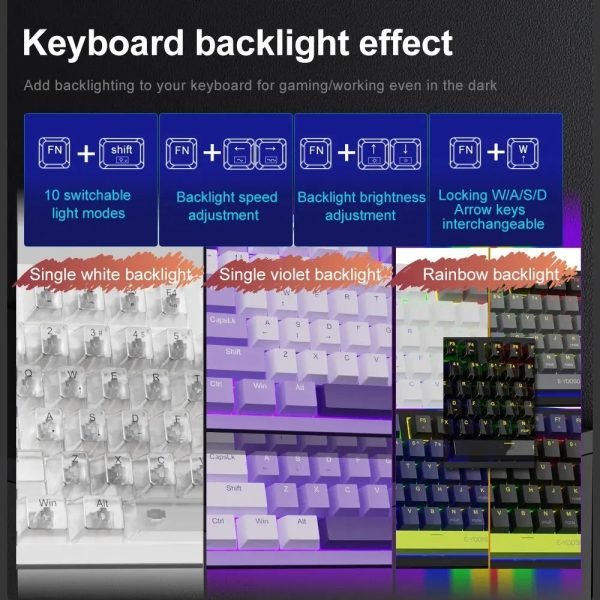E-YOOSO Z94 USB Mechanical Gaming Keyboard Wired Monochrome Backlit 94 Key Russian Brazilian Portuguese for Compute Laptop PC - Image 4