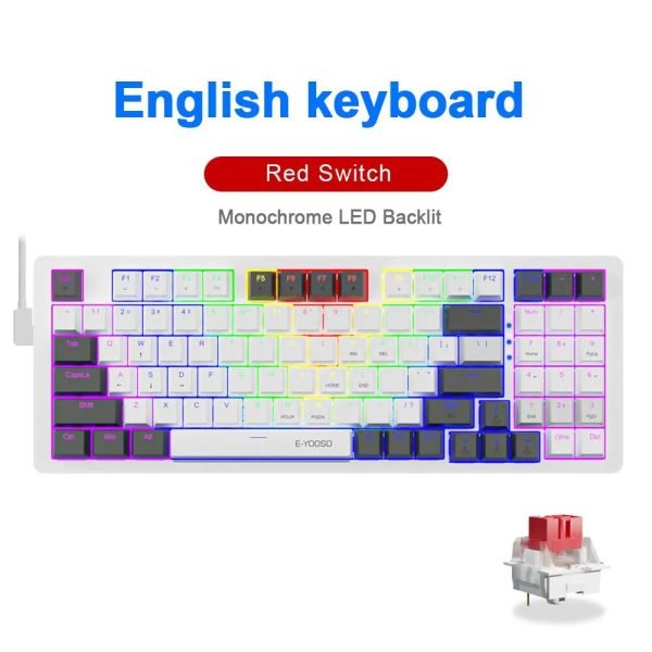 E-YOOSO Z94 USB Mechanical Gaming Keyboard Wired Monochrome Backlit 94 Key Russian Brazilian Portuguese for Compute Laptop PC - Image 10