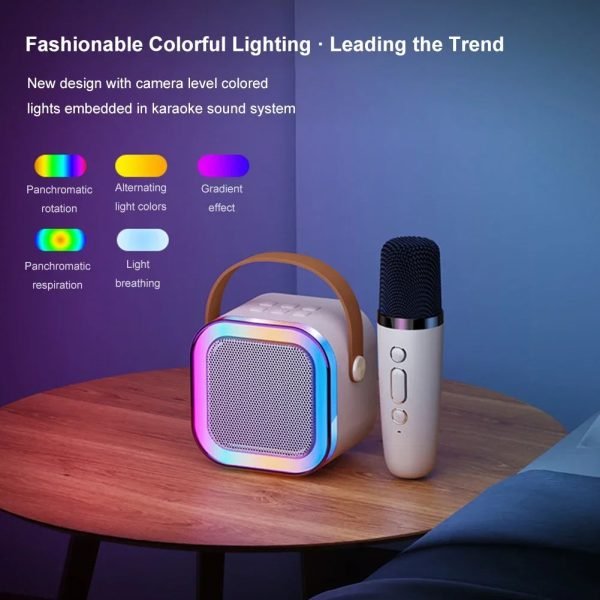 K12 Dual Microphone Karaoke Bluetooth Speaker RGB Light Two 5W Speakers Sound Subwoofer Boombox Support Multiple Input Modes - Image 4