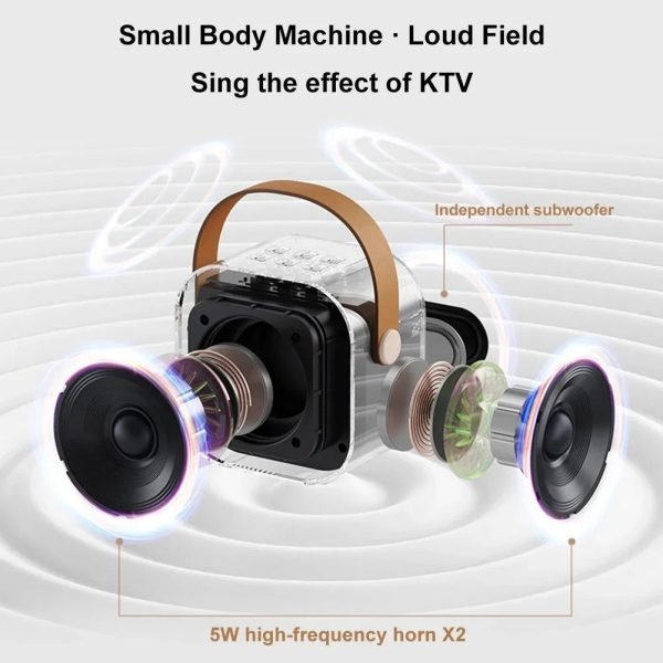 K12 Dual Microphone Karaoke Bluetooth Speaker RGB Light Two 5W Speakers Sound Subwoofer Boombox Support Multiple Input Modes - Image 5
