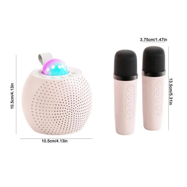 Karaoke Machine Portable Wireless Dual Microphone Karaoke Machine Voice Changer Round Karaoke Speaker with Light Design for kids - Image 7