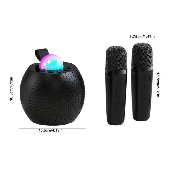 Karaoke Machine Portable Wireless Dual Microphone Karaoke Machine Voice Changer Round Karaoke Speaker with Light Design for kids - Image 9