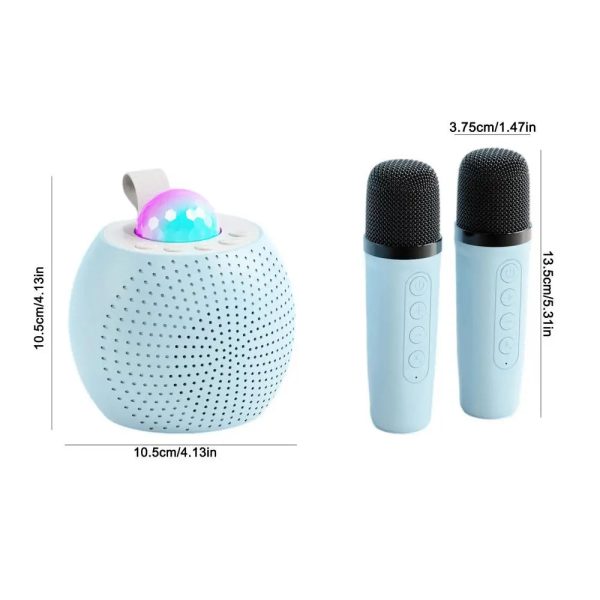 Karaoke Machine Portable Wireless Dual Microphone Karaoke Machine Voice Changer Round Karaoke Speaker with Light Design for kids - Image 8