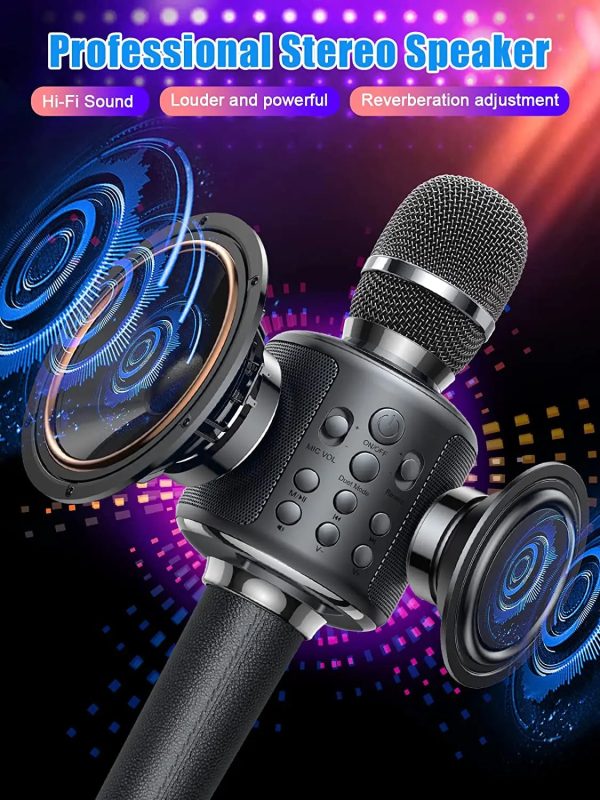 Karaoke Microphone Bluetooth Wireless Mic Portable Singing Machine with Duet Sing/Record/Play/Reverb Adult/Kid Gift for Home KTV - Image 4