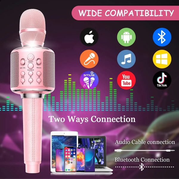 Karaoke Microphone Bluetooth Wireless Mic Portable Singing Machine with Duet Sing/Record/Play/Reverb Adult/Kid Gift for Home KTV - Image 2