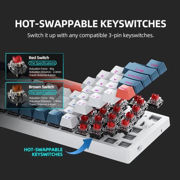 Machenike K500-B61 Mini Mechanical Keybaord 60% Form Factor 61Keys Gaming Keybaord Wired Full Key Hot-Swappable RGB Backlit - Image 3