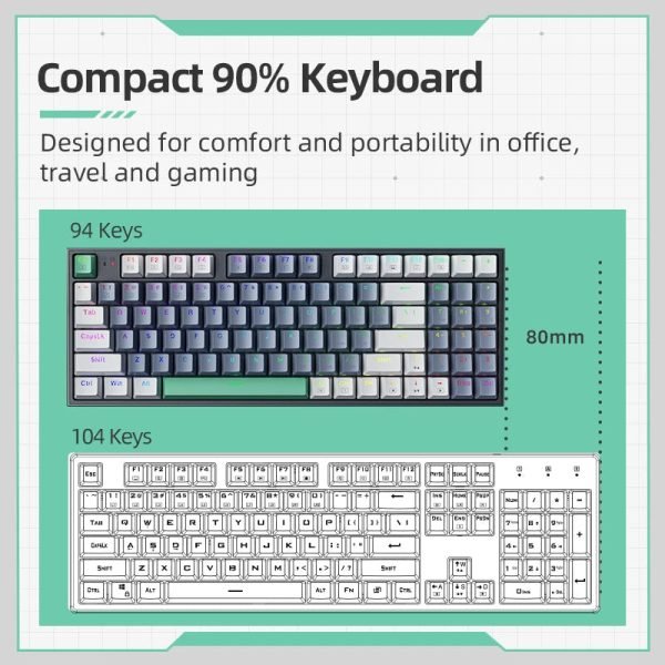 Machenike K500 Mechanical Keyboard Gaming Keyboard Wired Keyboard Hot Swappable 94 Keys RGB Light Mac Windows - Image 4
