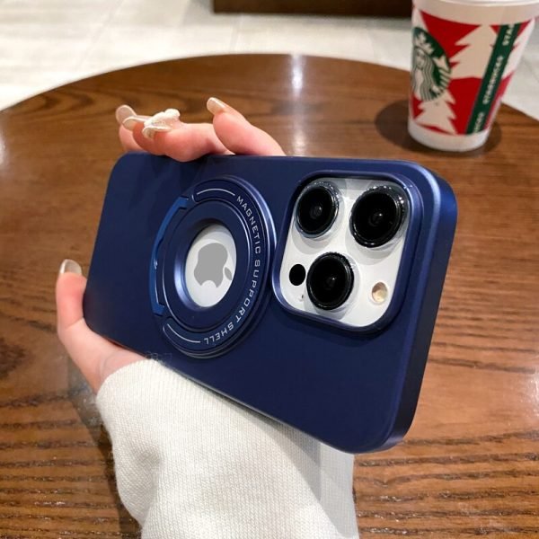 Magnetic Suction Frosted Texture Hard Phone Case With Hidden Kickstand For IPhone - Image 6