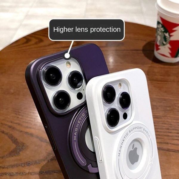 Magnetic Suction Frosted Texture Hard Phone Case With Hidden Kickstand For IPhone - Image 2
