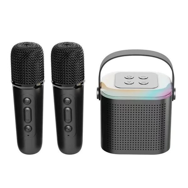 Mini Dual Mic Subwoofer Portable Karaoke Machine Adults kids Bluetooth Speaker System with 2 Wireless Microphones Music Player - Image 11