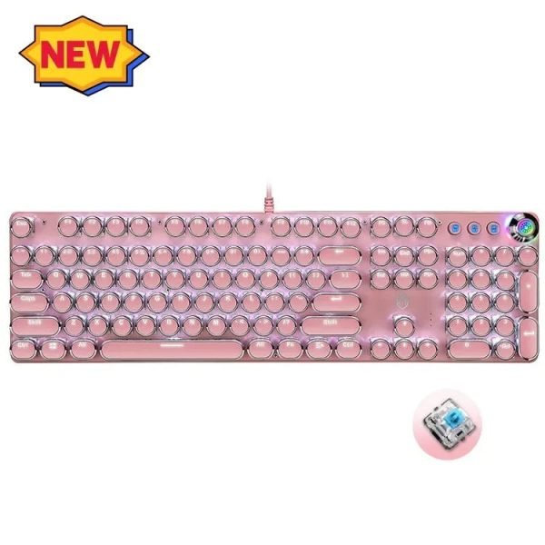 New Girly Pink Gaming Mechanical Wired Keyboard 104-Key USB Interface White Backlight Is Suitable For Gamers Keyboard PC Laptops - Image 10