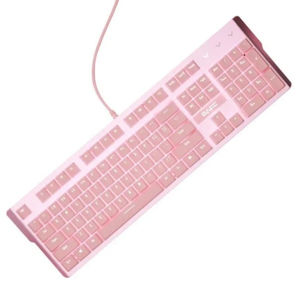 New Girly Pink Gaming Mechanical Wired Keyboard 104-Key USB Interface White Backlight Is Suitable For Gamers Keyboard PC Laptops - Image 3
