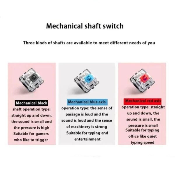 New Girly Pink Gaming Mechanical Wired Keyboard 104-Key USB Interface White Backlight Is Suitable For Gamers Keyboard PC Laptops - Image 6