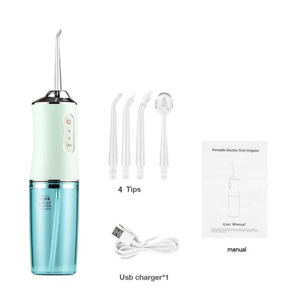 Oral irrigator and Electric toothbrush ipx7 replacement brush head portable dental water flosser with 4 nozzles usb rechargeable - Image 10