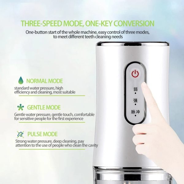 Oral irrigator and Electric toothbrush ipx7 replacement brush head portable dental water flosser with 4 nozzles usb rechargeable - Image 16