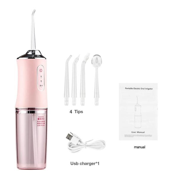 Oral irrigator and Electric toothbrush ipx7 replacement brush head portable dental water flosser with 4 nozzles usb rechargeable - Image 18