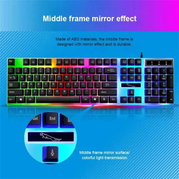 RGB Gaming Keyboard Gamer Keyboard And Mouse Kit Ergonomic Wired Mechanical Keyboard + Mouse Combo 104 Key For Windows PC Gamers - Image 4