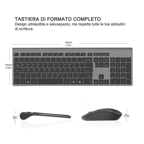 Rechargeable Keyboard Mouse Wireless Set,2.4G Silent Full-size Keyboard and Mouse Combo,2400 DPI Mouse for Notebook Desktop PC - Image 5