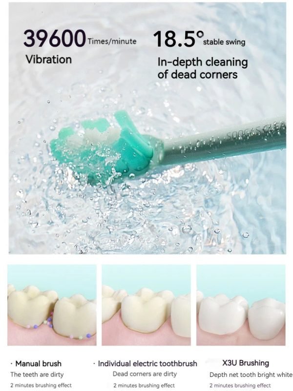 SOOCAS Sonic Electric Toothbrush X3U Pink Toothbrush Adult Waterproof Ultrasonic Automatic USB Rechargeable Tooth Brush Green - Image 2