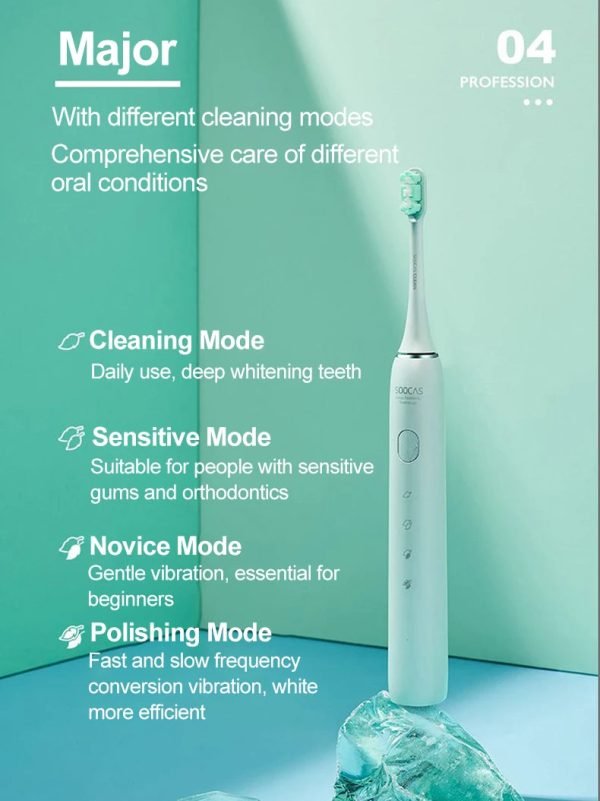 SOOCAS Sonic Electric Toothbrush X3U Pink Toothbrush Adult Waterproof Ultrasonic Automatic USB Rechargeable Tooth Brush Green - Image 3