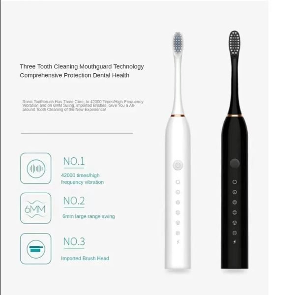 Smart Electric Toothbrush USB Rechargeable Teeth Clean Whitening Sonic Toothbrush Timing Tooth Brush With Replacement Heads - Image 6