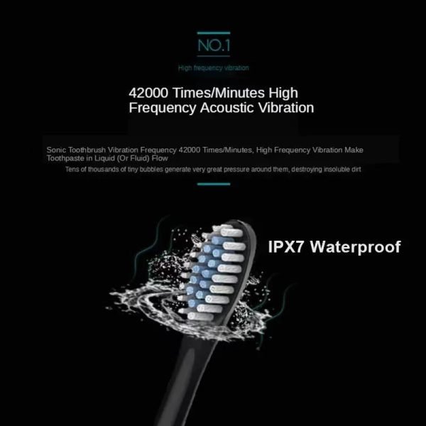 Smart Electric Toothbrush USB Rechargeable Teeth Clean Whitening Sonic Toothbrush Timing Tooth Brush With Replacement Heads - Image 4